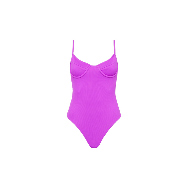 Underwire Cheeky One Piece - Electric Violet Ribbed –Kulani Kinis