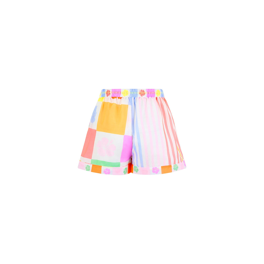 Draw String Shorts - Hibiscus Rainbow