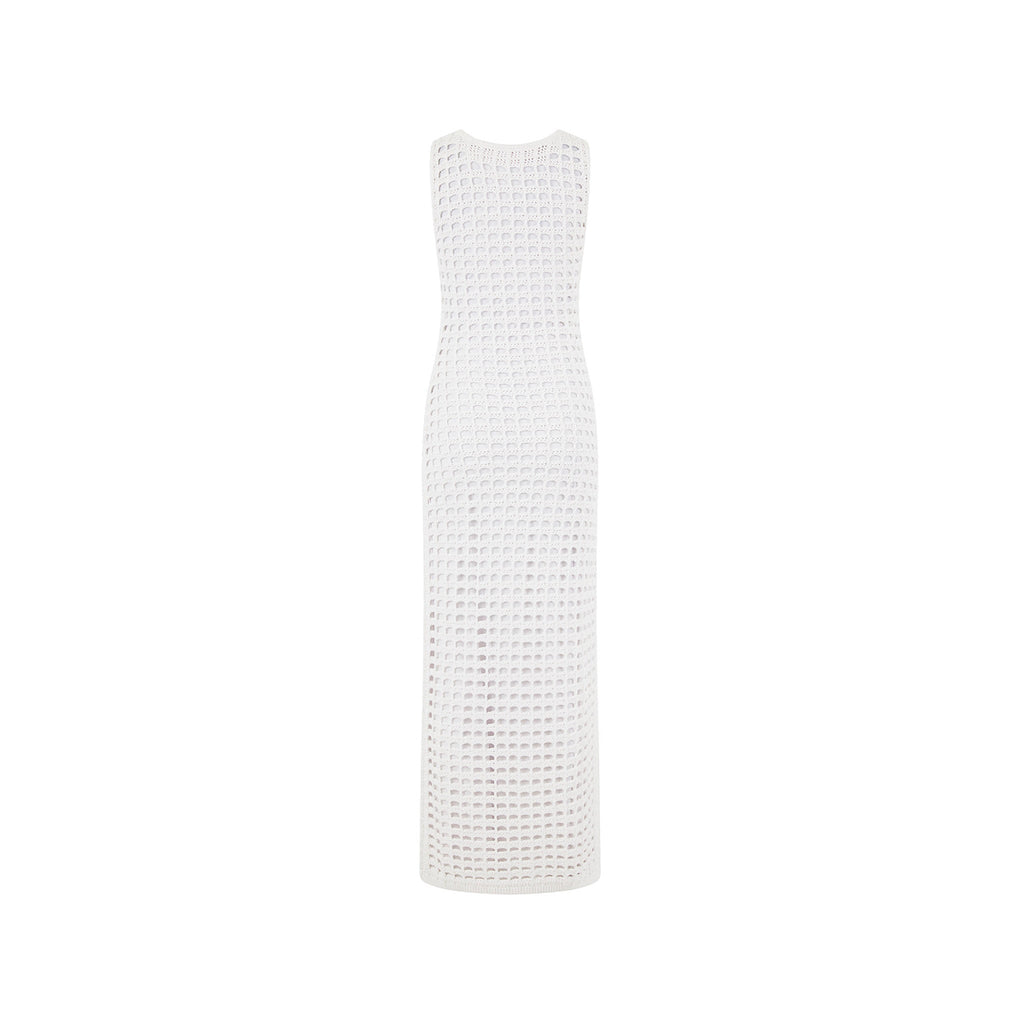 Crochet Plunge Maxi Dress - Ivory