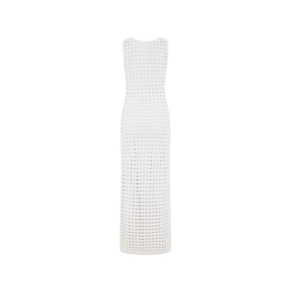 Crochet Plunge Maxi Dress - Ivory