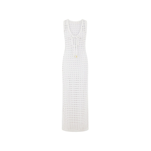 Crochet Plunge Maxi Dress - Ivory