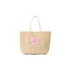 Straw Beach Tote Bag - Natural Hibiscus