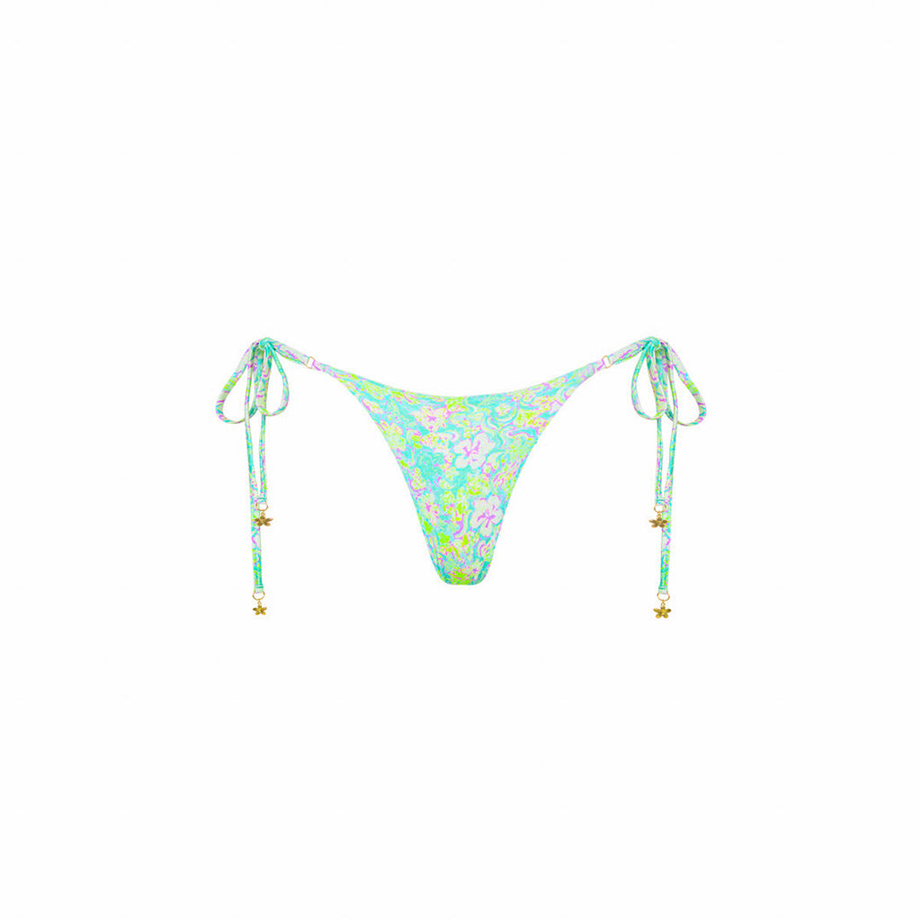 Thong Tie Side Bikini Bottom - Hibiscus Fizz