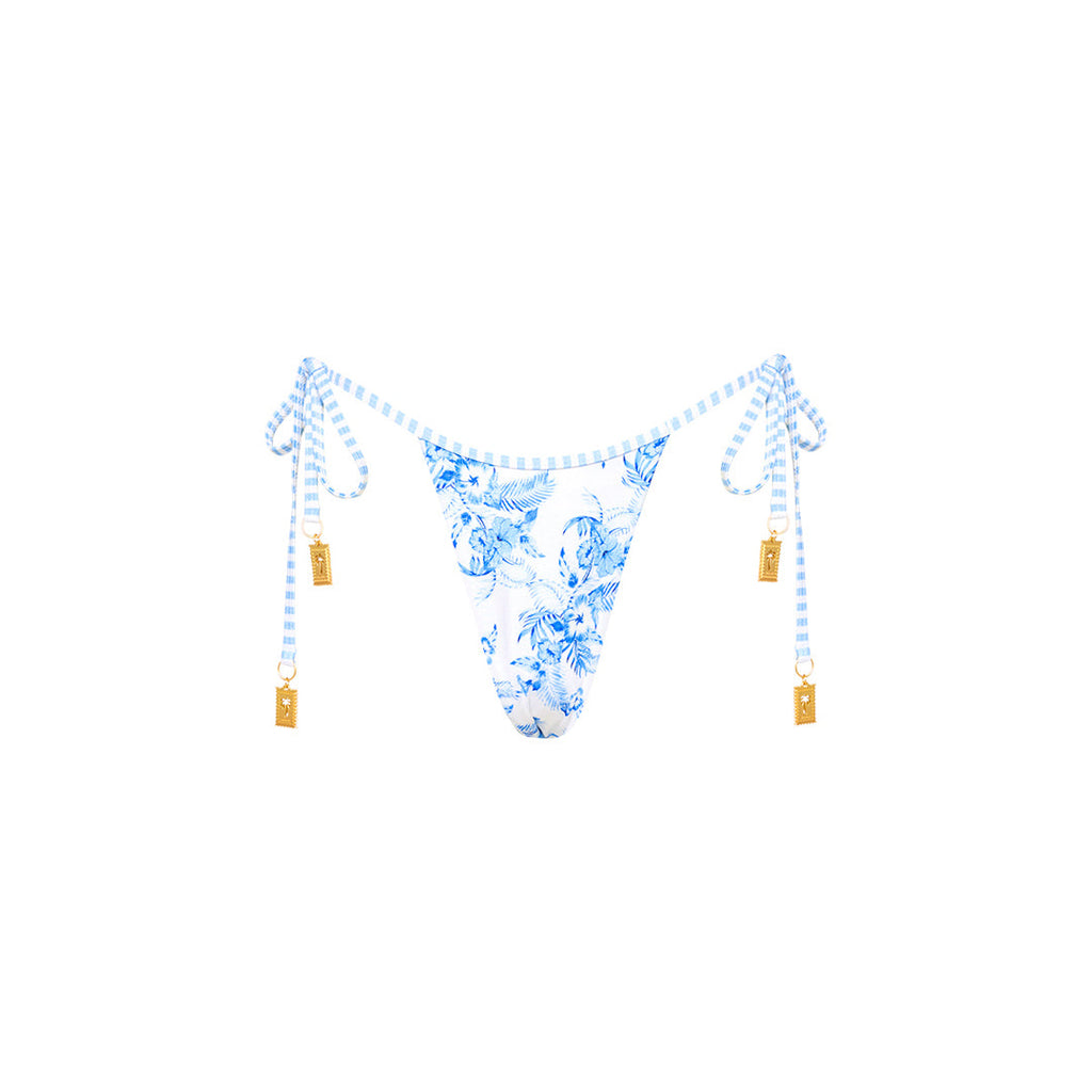 Micro Thong Tie Side Bikini Bottom - Vintage Paradise