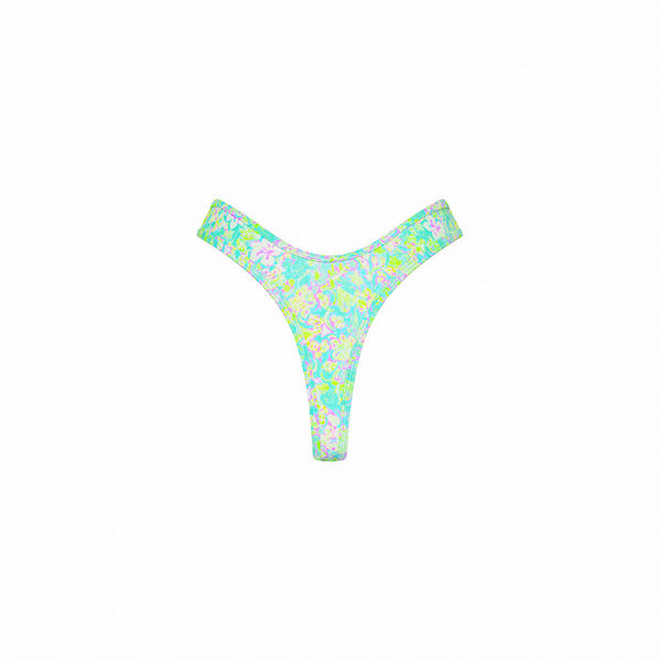 High Leg Thong Bikini Bottom - Hibiscus Fizz