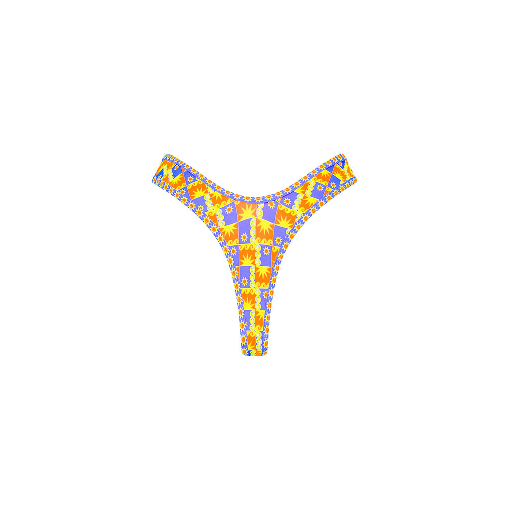 High Leg Thong Bikini Bottom - Sunburst