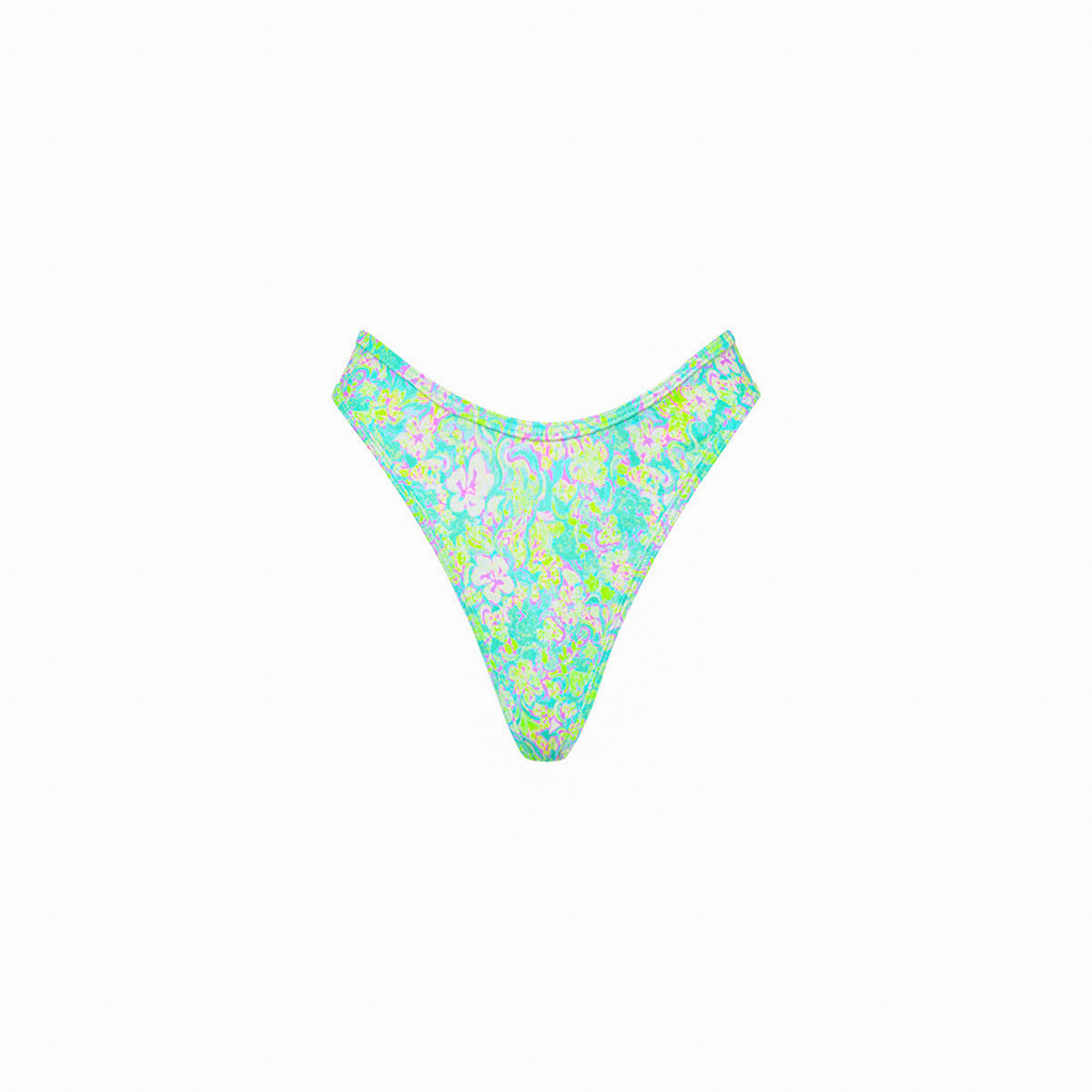 High Leg Thong Bikini Bottom - Hibiscus Fizz