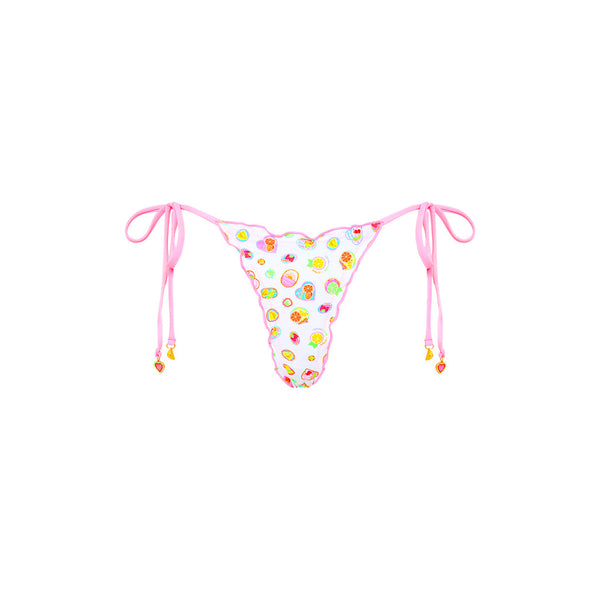 Lettuce Edge Thong Tie Bikini Bottom - Cutie Frutti