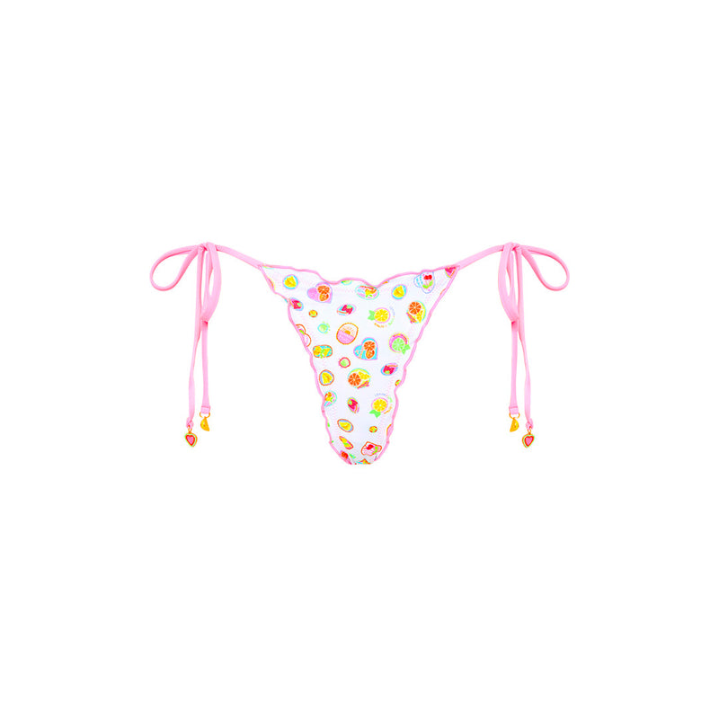 Lettuce Edge Thong Tie Bikini Bottom - Cutie Frutti