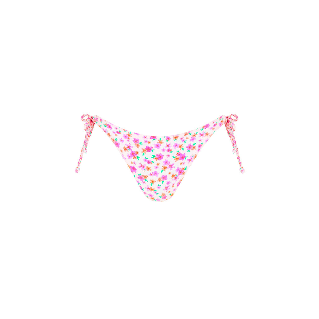 Braided Tie Classic Cut Bikini Bottom - Flamingo Flora