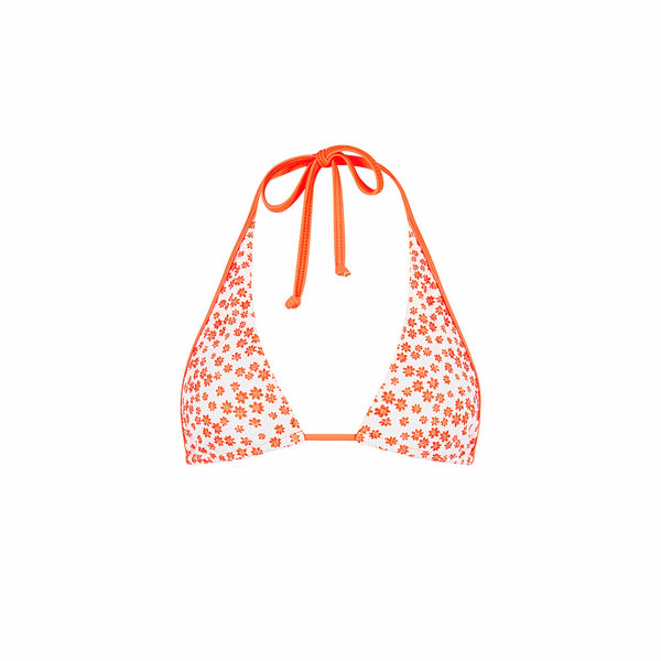 Bind Tie Halter Bikini Top - Orange Fantasy