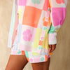 Long Sleeve Beach Shirt - Hibiscus Rainbow