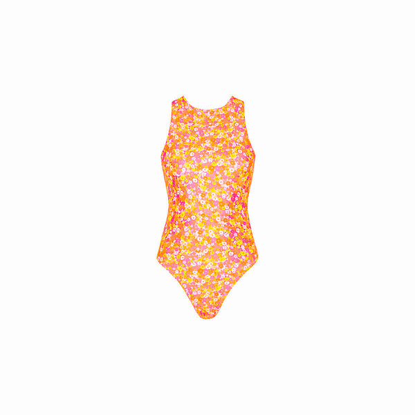 Retro High Neck One Piece - Mimosa Meadows