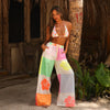 Relaxed Draw String Pants - Hibiscus Rainbow