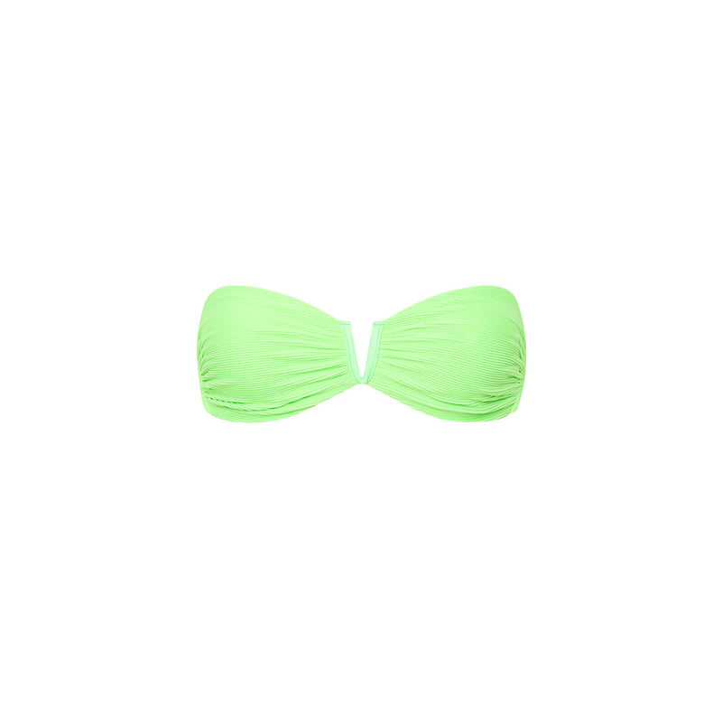 V Strapless Bandeau Bikini Top - Luau Lime Ribbed