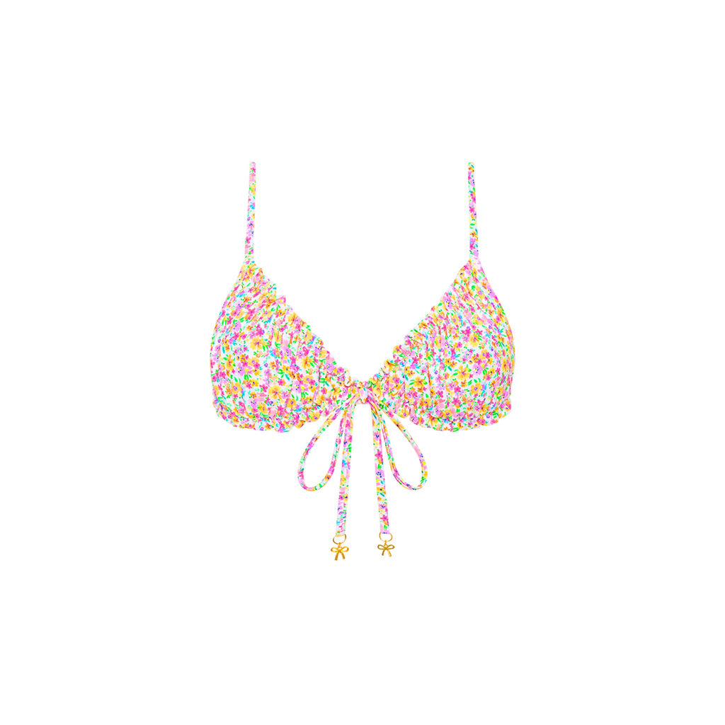 Ruched Bow Bralette Bikini Top - Dollhouse