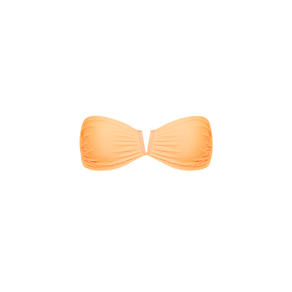 V Strapless Bandeau Bikini Top - Mango Ribbed