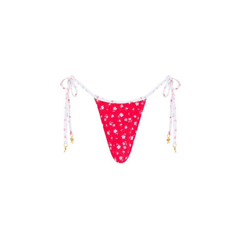 Micro Thong Tie Side Bikini Bottom - Cherry Cove