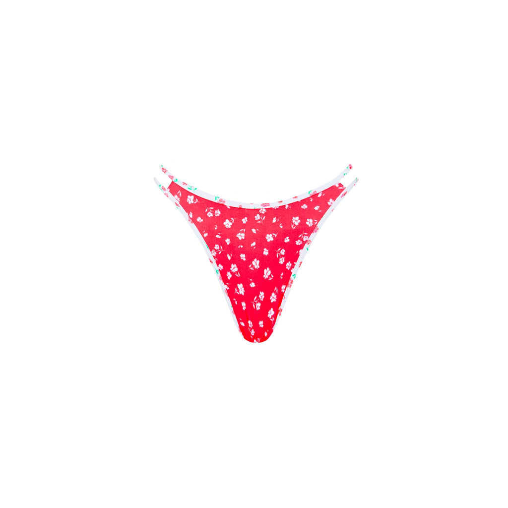 Twin Strap Cheeky Bikini Bottom - Cherry Cove