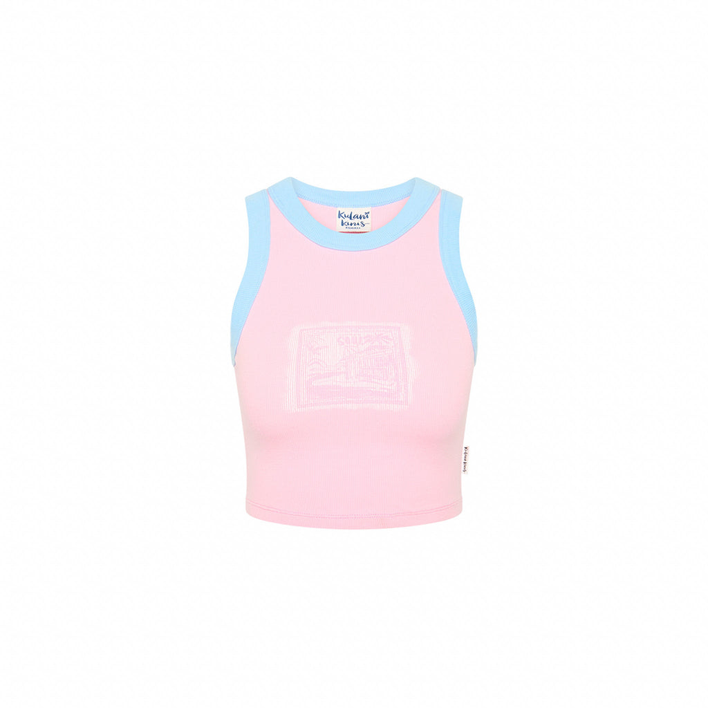 Bind Crop Tank Top - Pink Tides