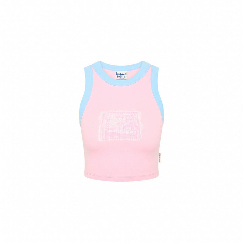 Bind Crop Tank Top - Pink Tides