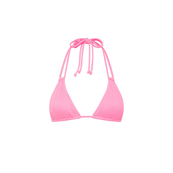 Halter Bralette Bikini Top - Taffy Pink Ribbed