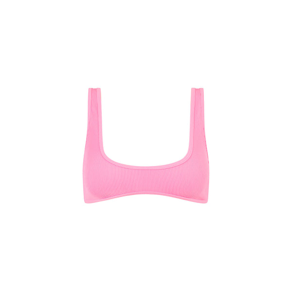 Bind Slim Scoop Bikini Top - Taffy Pink Ribbed